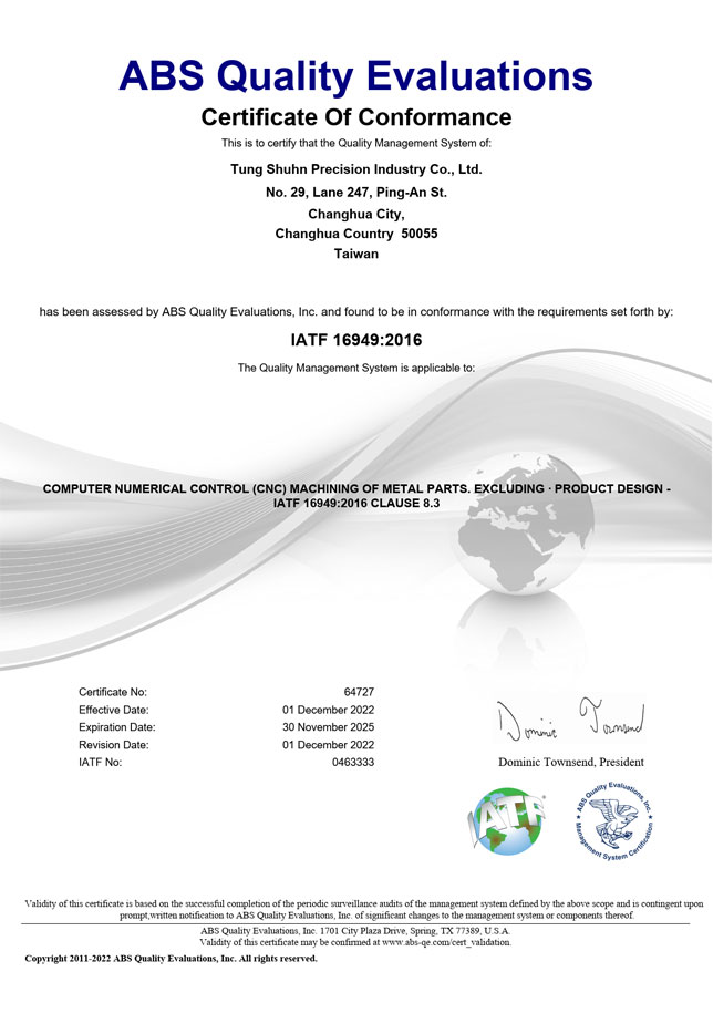 IATF 16949:2016 - Tung Shuhn Precision